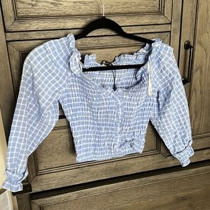 Zara STRETCHY GINGHAM TOP
BLUE / WHITE